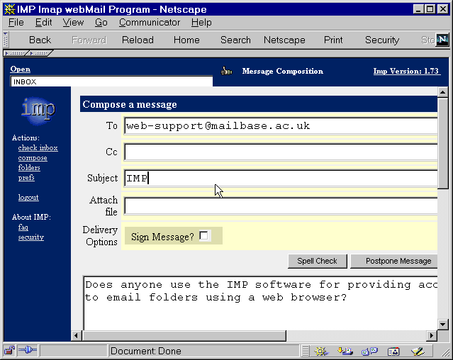 Figure 4: Composing a Message Using IMP