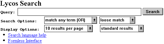 Lycos enhanced search interface