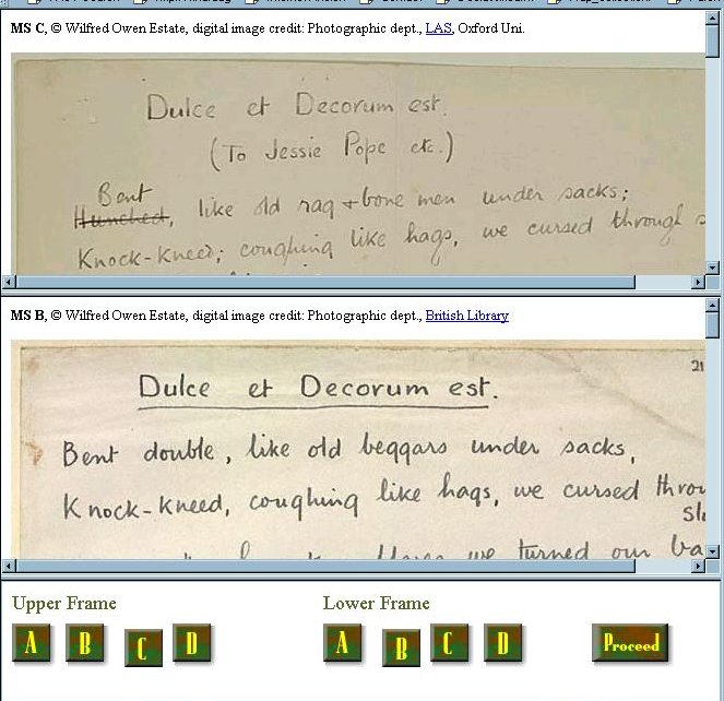 comparison of manuscripts in web page