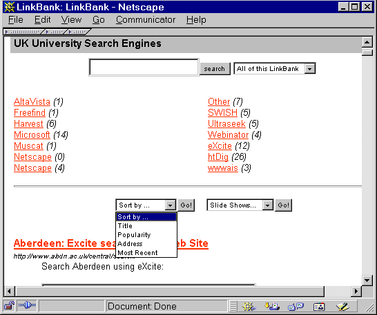 Figure 4: User's View of LinkBank