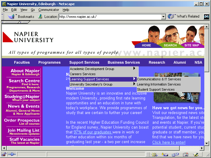 Figure 4: Napier University Home Page