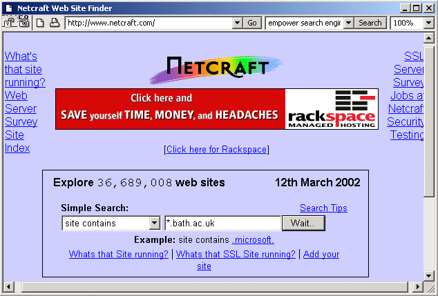 Figure 1: Netcraft interface