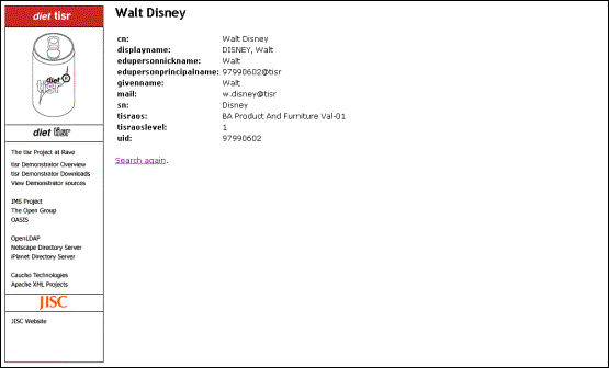 Figure 13 screenshot (11KB): Screenshot from TISR demonstrator - Viewing search results