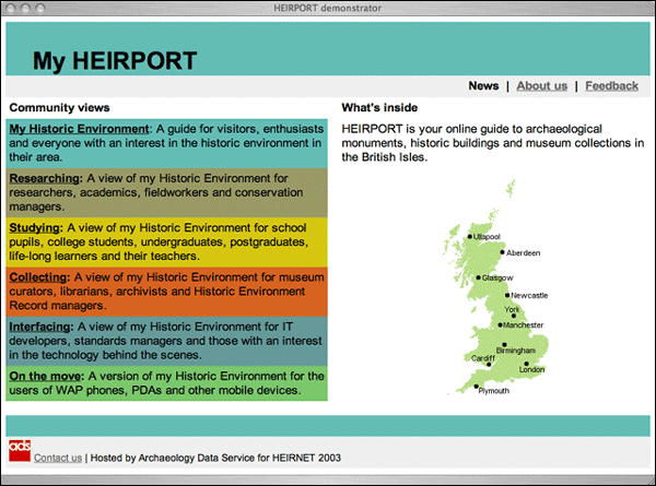 Figure 1 screenshot (66KB) : The HEIRPORT demonstrator