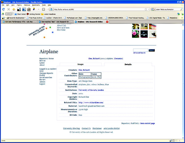 screenshot (59KB) : Figure 8 : Material metadata field