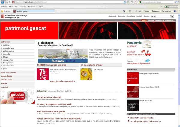 screenshot (62KB) : Figure 1 : The portal Patrimoni Gencat