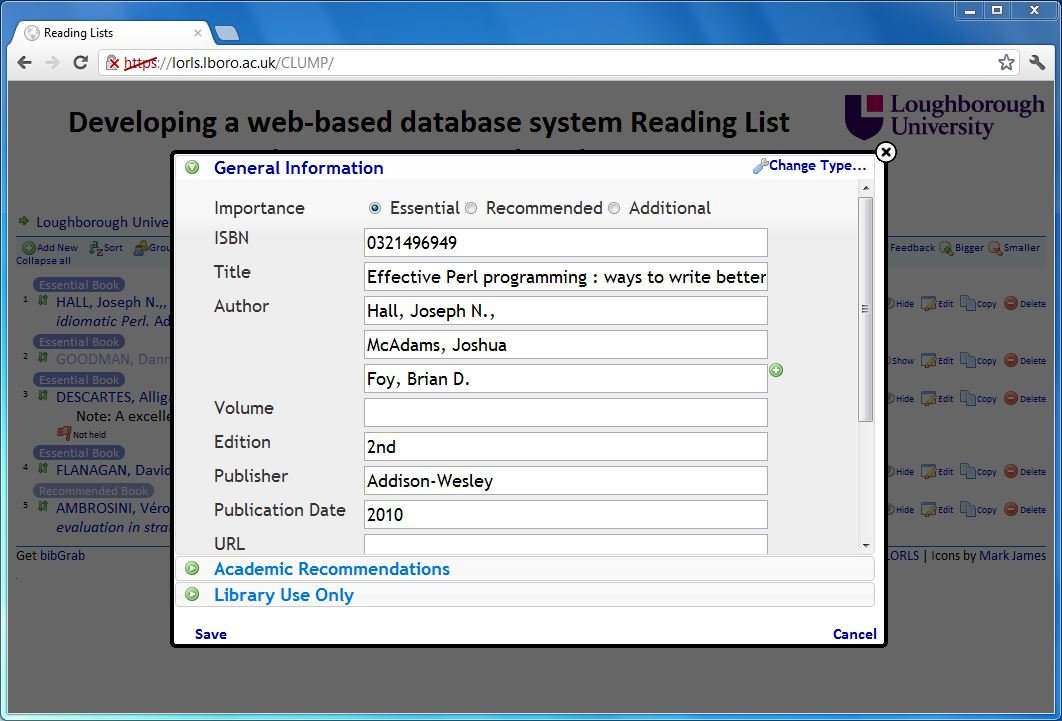 Figure 2: Screenshot of editing form showing different data type editing representations and accordion rendering of data type groups