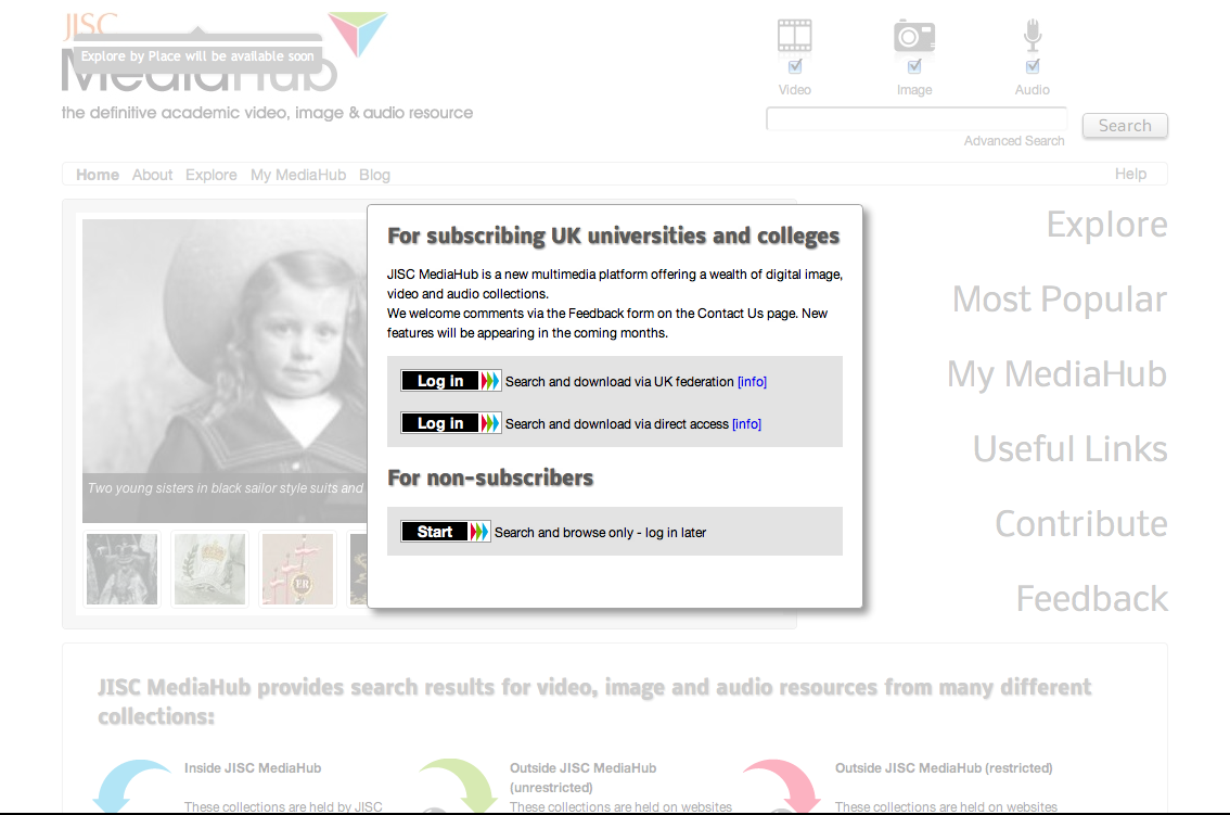 Figure 4: Logging into JISC MediaHub